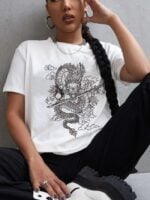 Wholesale Dragon Print Short Sleeve T-Shirt