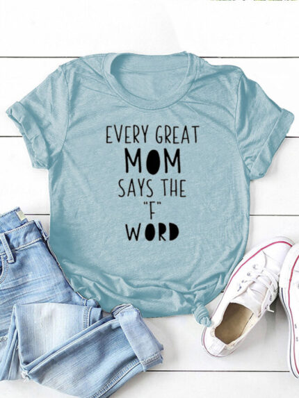 Wholesale EVERY GREAT MOM Letter Graphic T-Shirt