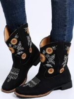 Wholesale Ethnic Floral Embroidery Boots