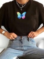 Wholesale Fashion Colorful Butterfly Print T-Shirt