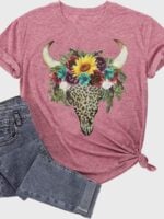 Wholesale Floral Bull Graphic T-Shirt