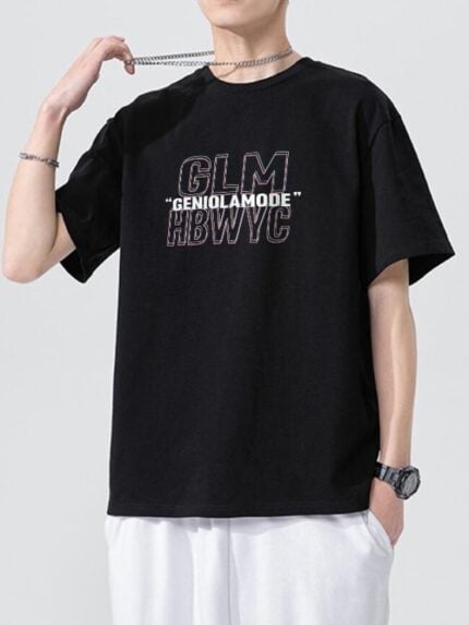 Wholesale GLM Letter Print Short Sleeve Men's T-Shirt