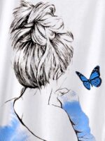 Wholesale Girl And Butterfly Casual Style T-Shirt