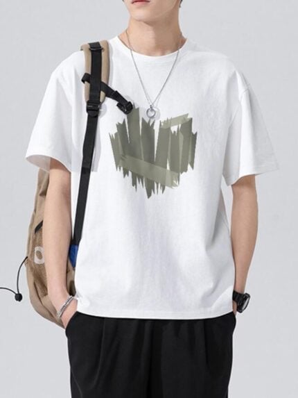 Wholesale Graffiti Heart Print Short Sleeve Men's T-Shirt