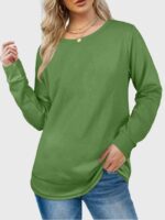 Wholesale Green Long Sleeve Crewneck Top