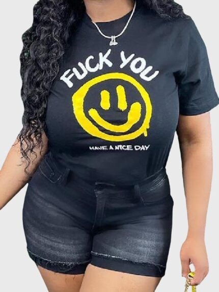 Wholesale HAVE A NICE DAY Smile Graphic T-Shirt