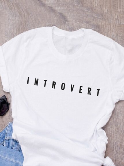 Wholesale INTROVERT Letter T-Shirt