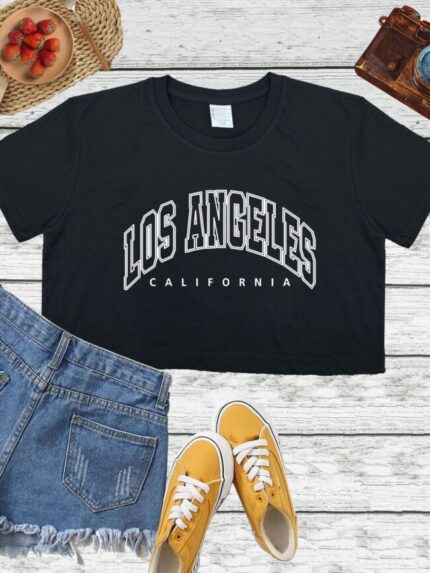 Wholesale LOS ANGELES Print Cropped T-shirt