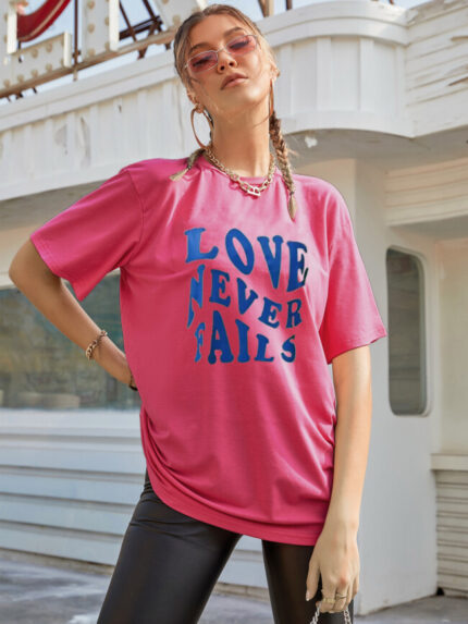 Wholesale LOVE NEVER Print Short Sleeve T-Shirt