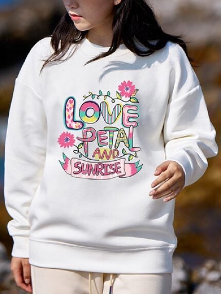 Wholesale LOVE PETAL Print Casual Sweatshirt