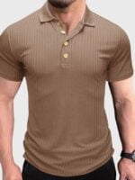 Wholesale Lapel Button Knit Short Sleeve Men's T-Shirt