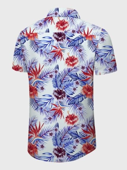 Wholesale Leaf Floral Print Summer Men's Shirt