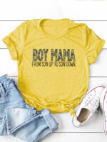 Wholesale Leopard BOY MAMA Letter T-Shirt