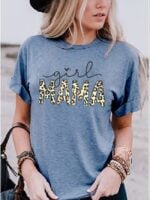 Wholesale Leopard Print MAMA Letter Graphic T-Shirt