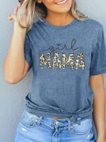 Wholesale Leopard Print MAMA Letter Graphic T-Shirt