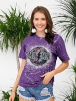 Wholesale Lightning And Leopard Print MAMA Letter Graphic T-Shirt