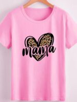 Wholesale Leopard Print Mama Letter T-Shirt