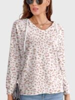 Wholesale Leopard Print V Neck Thin Hoodie