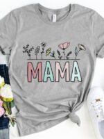 Wholesale MAMA Letter Floral Graphic T-Shirt