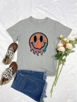 Wholesale Melted Tie Dye Smiley Print T-shirt