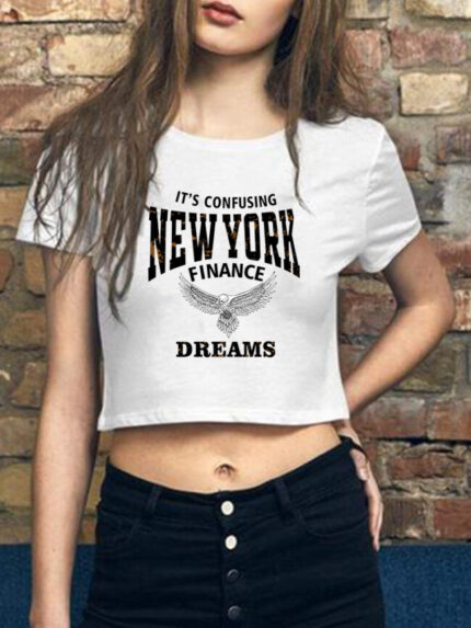 Wholesale NEW YORK Print Cropped T-shirt