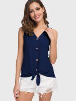 Wholesale Navy Blue V Neck Button Tie Casual Vest