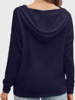 Wholesale Navy Blue V Neck Thin Hoodie