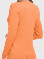 Wholesale Orange Round Neck Button Thin Knit Cardigan