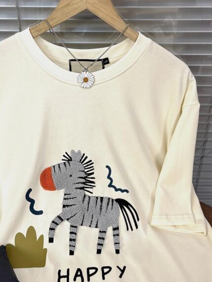 Wholesale Oversized HAPPY Animal Print T-Shirt