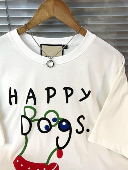 Wholesale Oversized HAPPY Dogs Animal Print T-Shirt