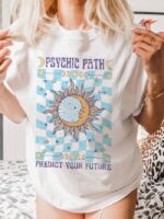 Wholesale PSYCHIC PATH SUN Print Short Sleeve T-Shirt