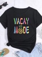 Wholesale Pineapple Print Short Sleeve T-shirt