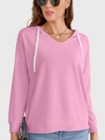 Wholesale Pink V Neck Thin Hoodie