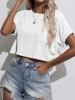 Wholesale Pocket Patched Crop Tee