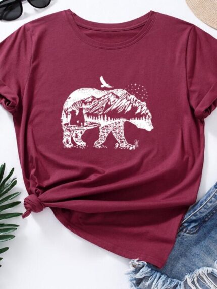 Wholesale Polar Bear Print Short Sleeve T-Shirt