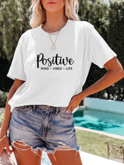 Wholesale Positive Print Short Sleeve T-shirt