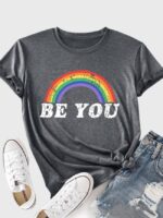 Wholesale Rainbow BE YOU Print Short Sleeve T-shirt