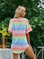 Wholesale Rainbow Stripe Short Sleeve T-Shirt