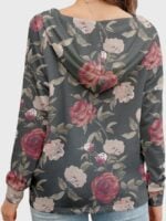 Wholesale Rose Print V Neck Thin Hoodie