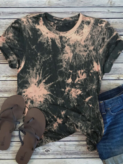 Wholesale Round-neck Chic Tie-dye T-Shirt