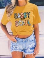 Wholesale SASSY SOUL Print Short Sleeve T-Shirt