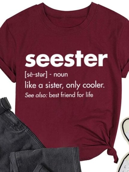 Wholesale Seester Print Short Sleeve T-shirt