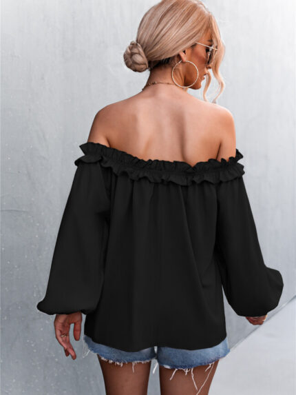 Wholesale Sexy Off-the-Shoulder Balloon Sleeve Top