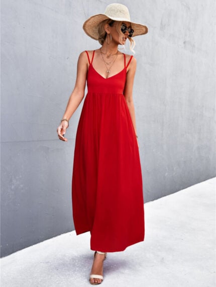 Wholesale Sexy V-Neck Backless Slip Dress