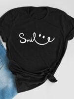 Wholesale Smile Print Short Sleeve T-Shirt