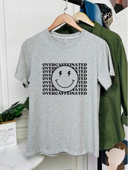 Wholesale Smiley Phrase Print T-shirt