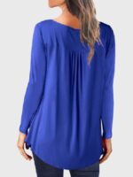 Wholesale Solid Color Curved Hem Long Sleeve Top