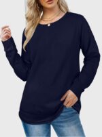 Wholesale Solid Color Long Sleeve Crewneck Top