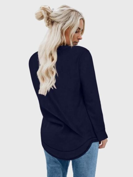 Wholesale Solid Color Long Sleeve Crewneck Top