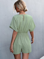 Wholesale Solid V-Neck Cross-Tied Jumpsuit